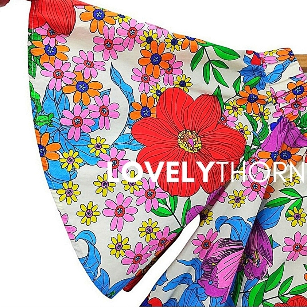 H&M // retro floral printed off-the-shoulder mini dress with pockets - Picture 2 of 12